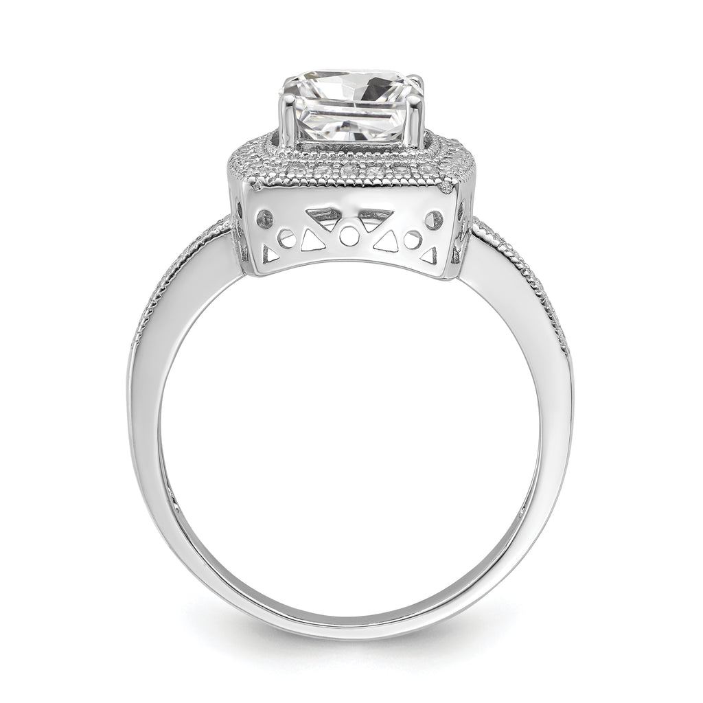 Brilliant Embers Sterling Silver Rhodium-plated 41 Stone Halo Micro PavÃƒÂ¢Ã‚â‚¬Ã‚Å¡ CZ Ring