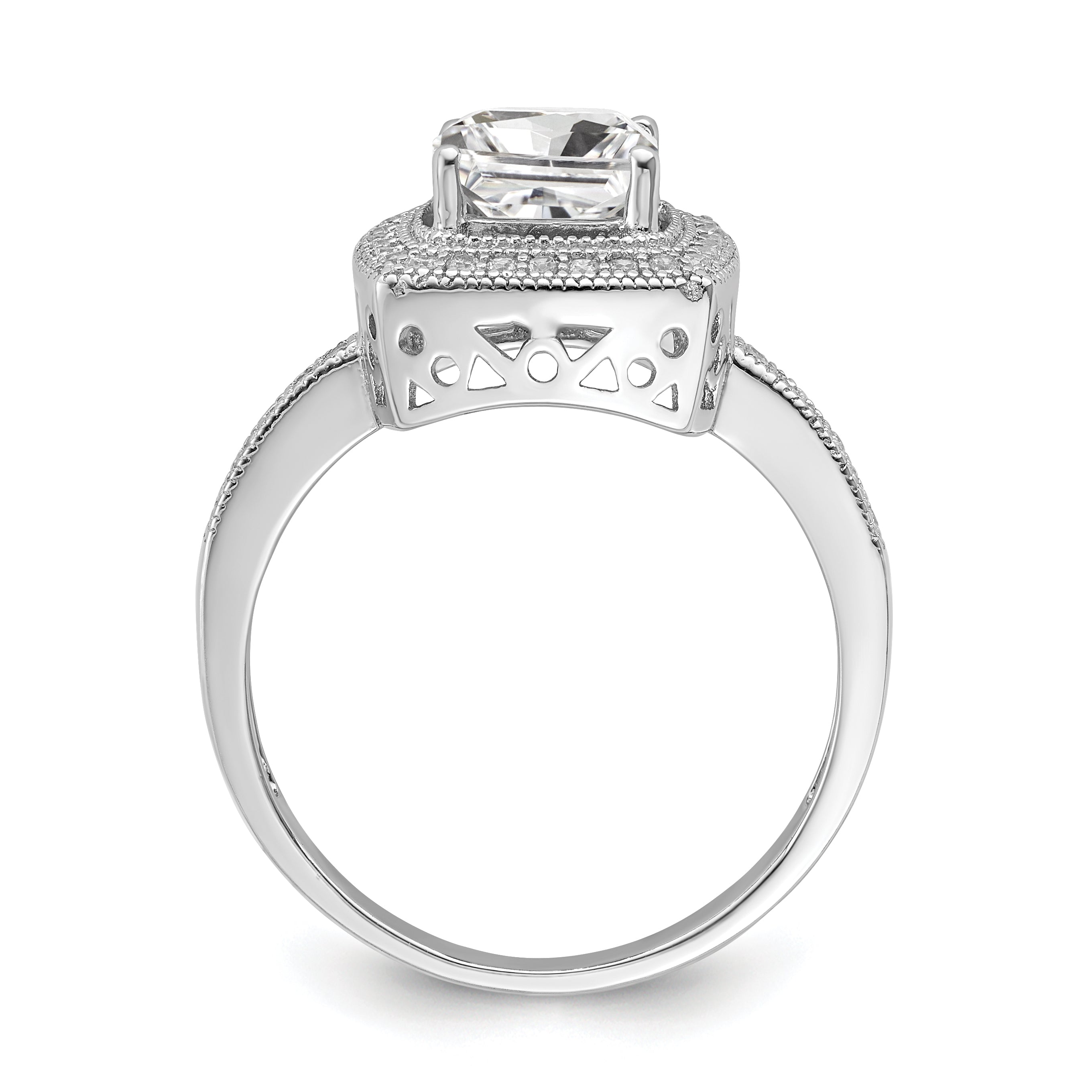 Brilliant Embers Sterling Silver Rhodium-plated 41 Stone Halo Micro PavÃƒÂ¢Ã‚â‚¬Ã‚Å¡ CZ Ring
