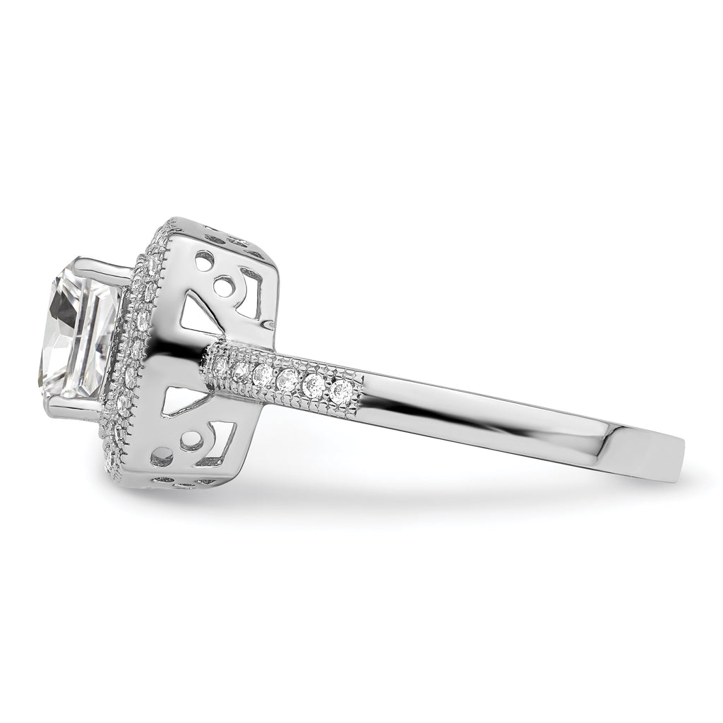Brilliant Embers Sterling Silver Rhodium-plated 41 Stone Halo Micro PavÃƒÂ¢Ã‚â‚¬Ã‚Å¡ CZ Ring