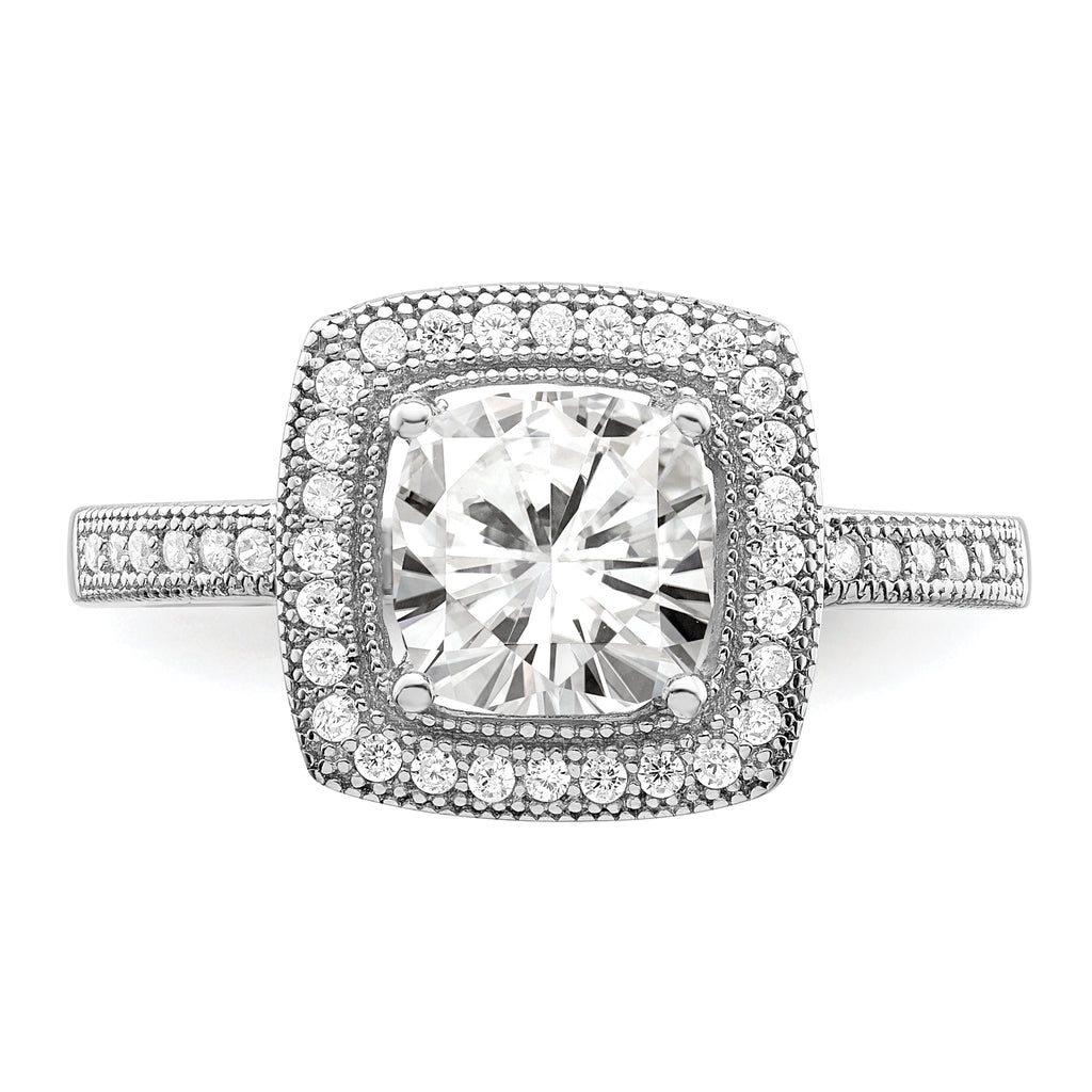 Brilliant Embers Sterling Silver Rhodium-plated 41 Stone Halo Micro PavÃƒÂ¢Ã‚â‚¬Ã‚Å¡ CZ Ring