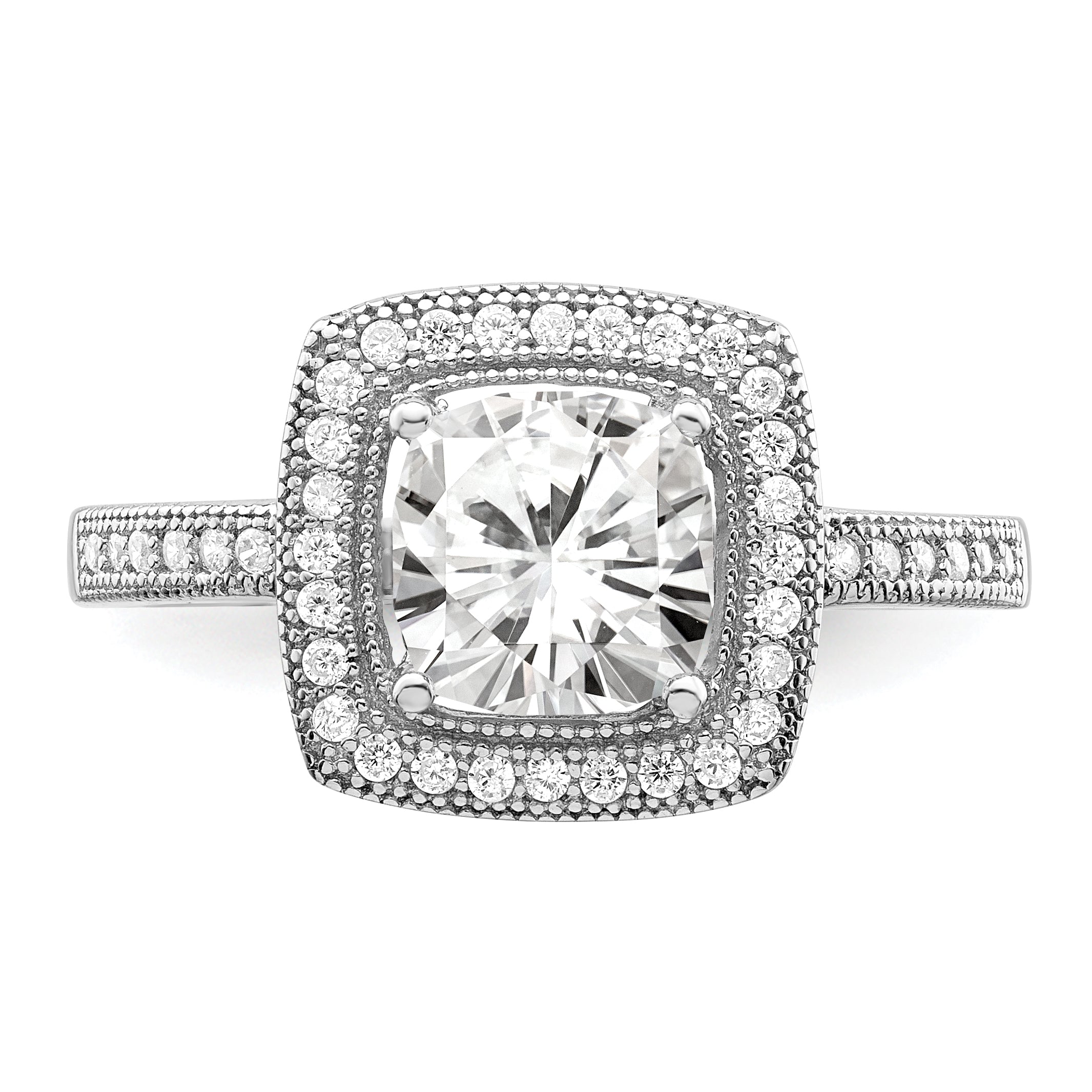 Brilliant Embers Sterling Silver Rhodium-plated 41 Stone Halo Micro PavÃƒÂ¢Ã‚â‚¬Ã‚Å¡ CZ Ring