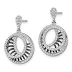 Sophia Jewelers 925 Sterling Silver Drop Earrings with Black CZ Elegance