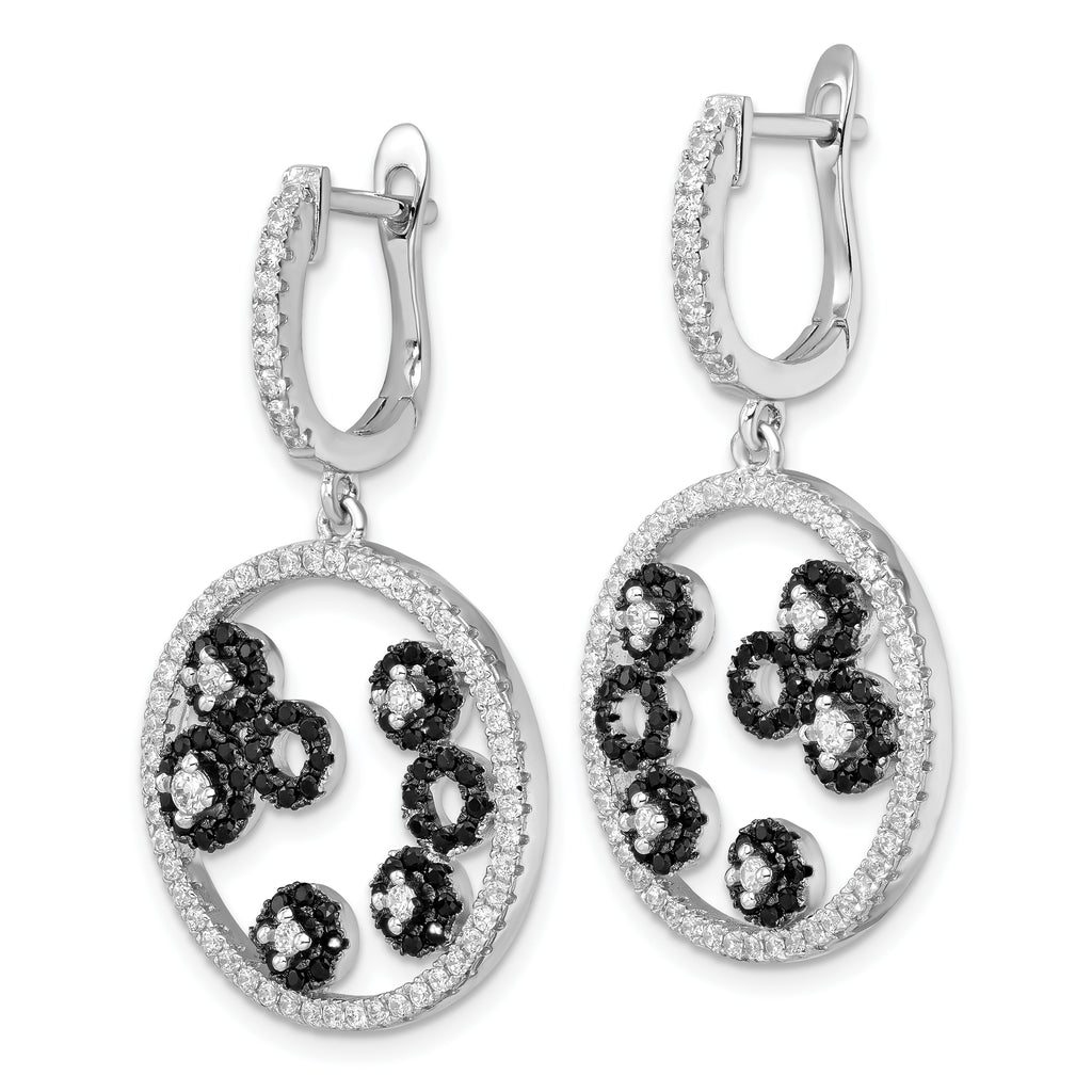 Sophia Jewelers Sterling Silver CZ Dangle Earrings in Black & White