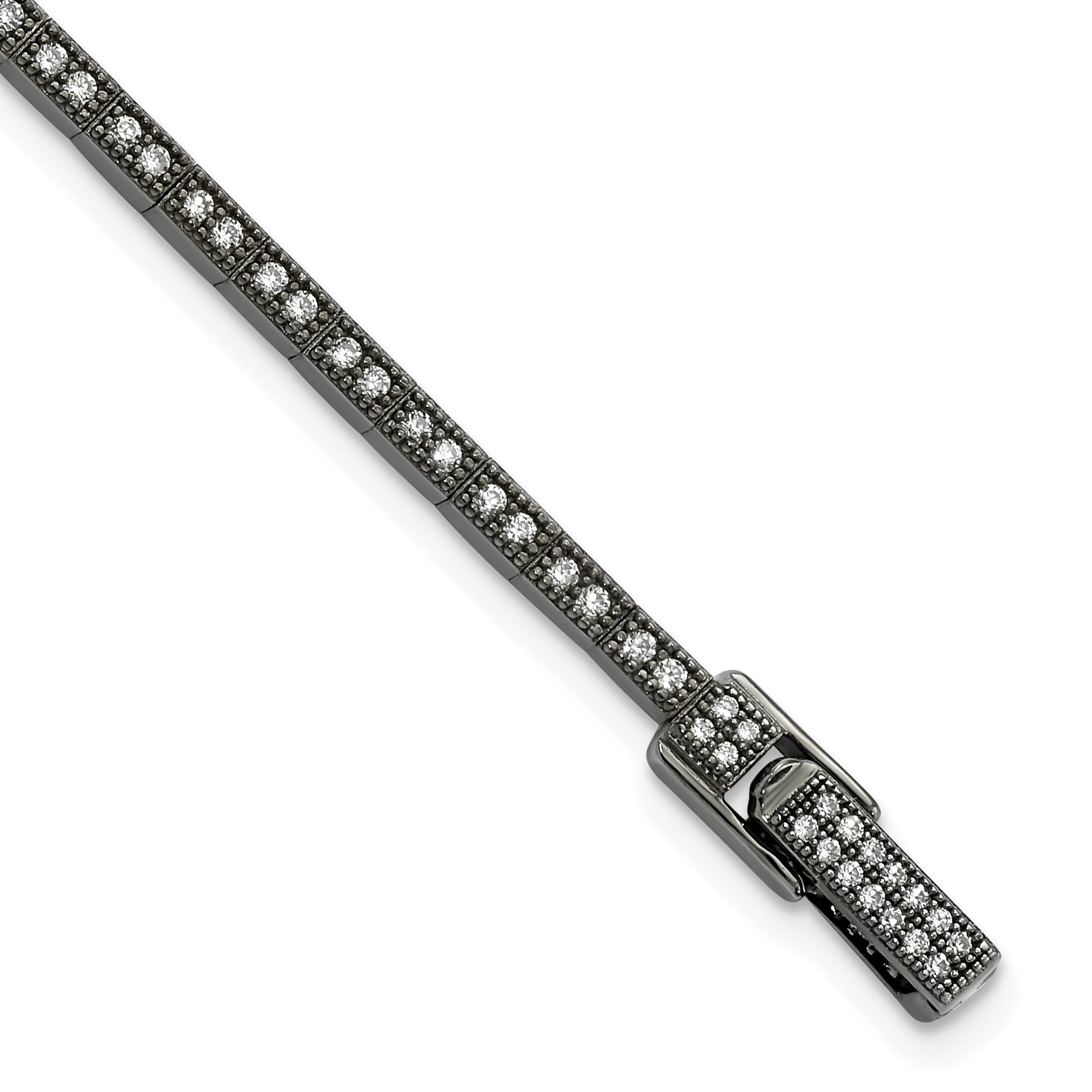 Sterling Silver Black Rhodium CZ True Fire Polished Bracelet Main image