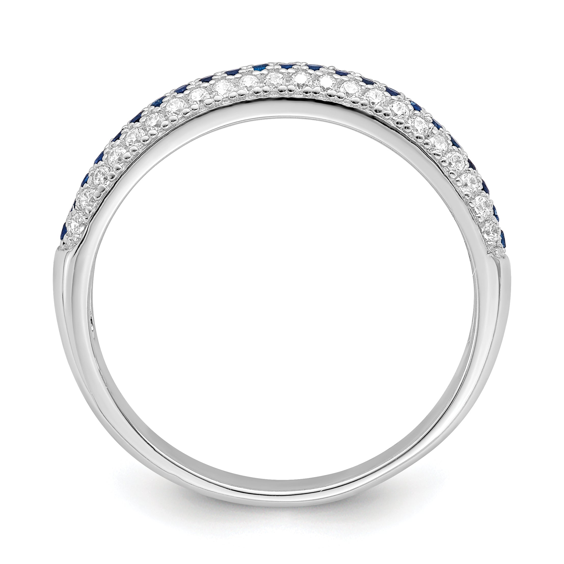 Brilliant Embers Sterling Silver Rhodium-plated 67 Stone Blue and White Micro PavÃƒÂ¢Ã‚â‚¬Ã‚Å¡ CZ Polished Ring Secondary image