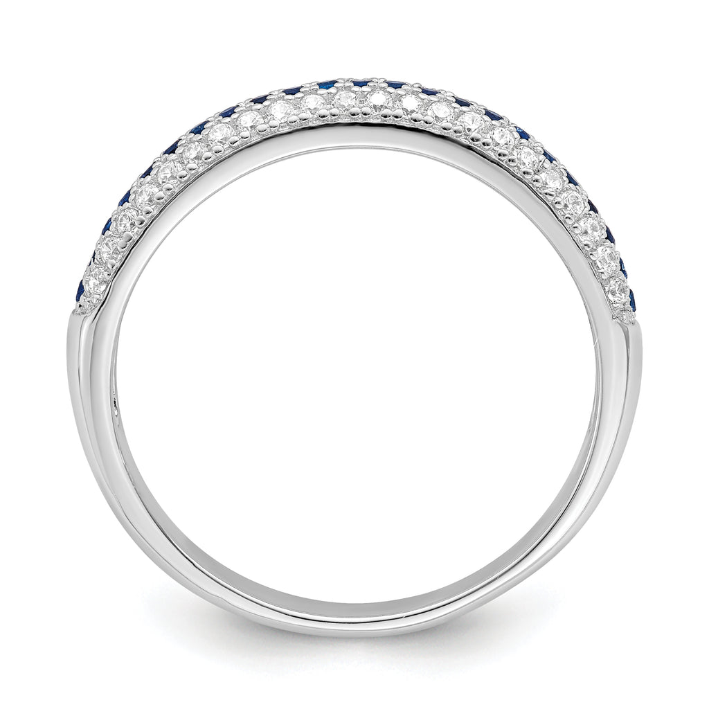 Brilliant Embers Sterling Silver Rhodium-plated 67 Stone Blue and White Micro PavÃƒÂ¢Ã‚â‚¬Ã‚Å¡ CZ Polished Ring