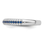 Brilliant Embers Sterling Silver Rhodium-plated 67 Stone Blue and White Micro PavÃƒÂ¢Ã‚â‚¬Ã‚Å¡ CZ Polished Ring