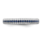 Brilliant Embers Sterling Silver Rhodium-plated 67 Stone Blue and White Micro PavÃƒÂ¢Ã‚â‚¬Ã‚Å¡ CZ Polished Ring