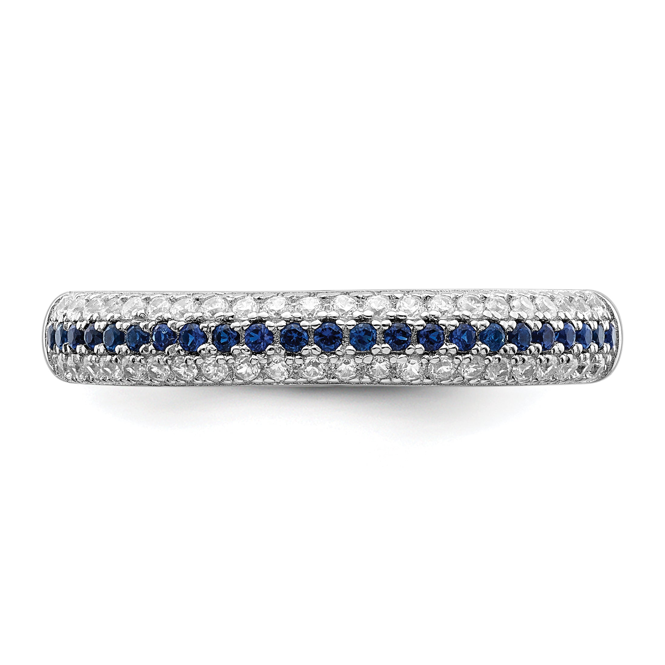 Brilliant Embers Sterling Silver Rhodium-plated 67 Stone Blue and White Micro PavÃƒÂ¢Ã‚â‚¬Ã‚Å¡ CZ Polished Ring