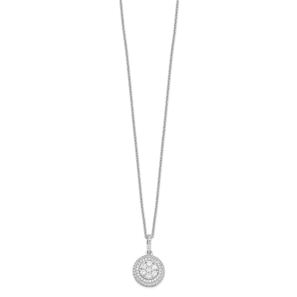 Sophia Jewelers Sterling Silver CZ Necklace with Rhodium-Plated Elegance
