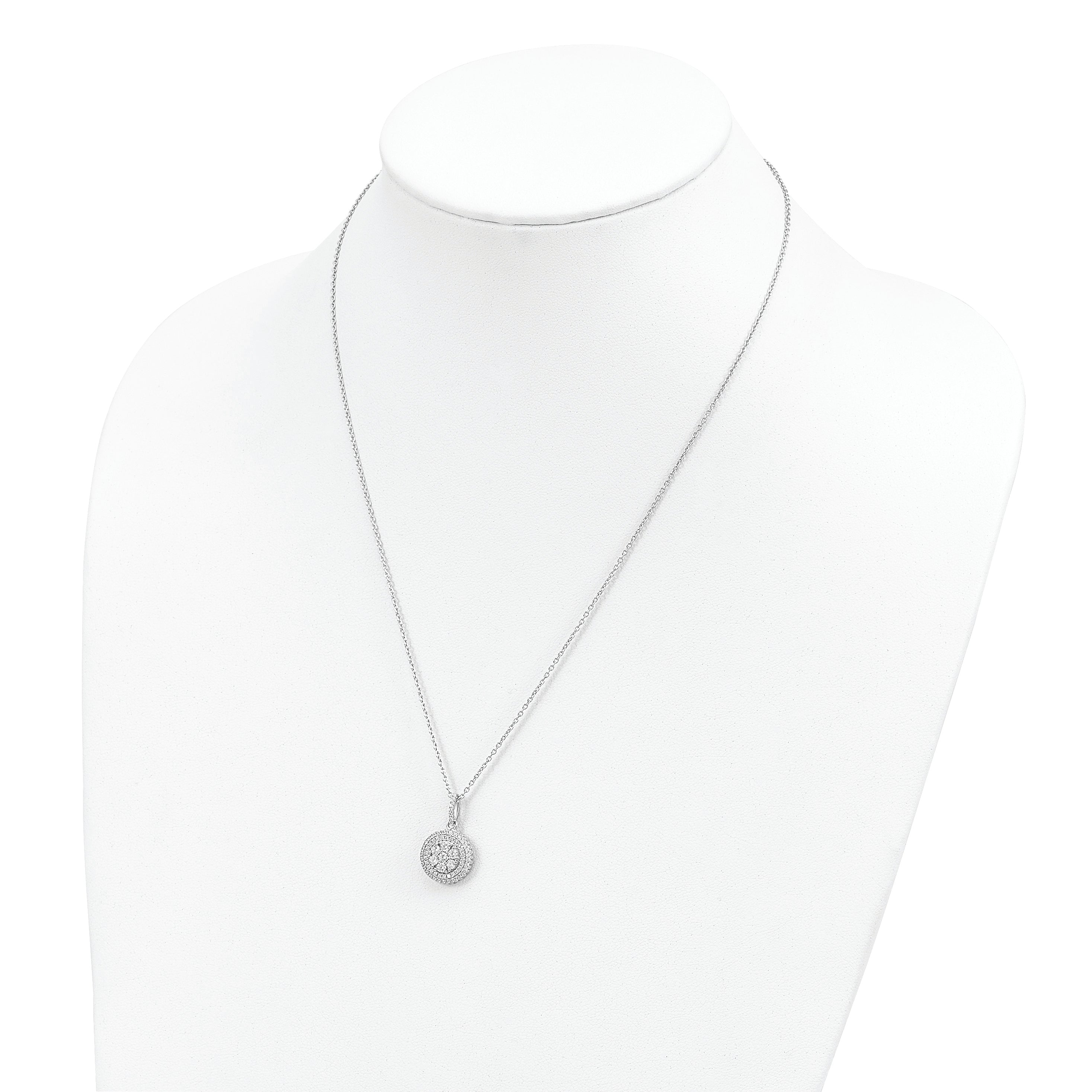 Sophia Jewelers Sterling Silver CZ Necklace with Rhodium-Plated Elegance