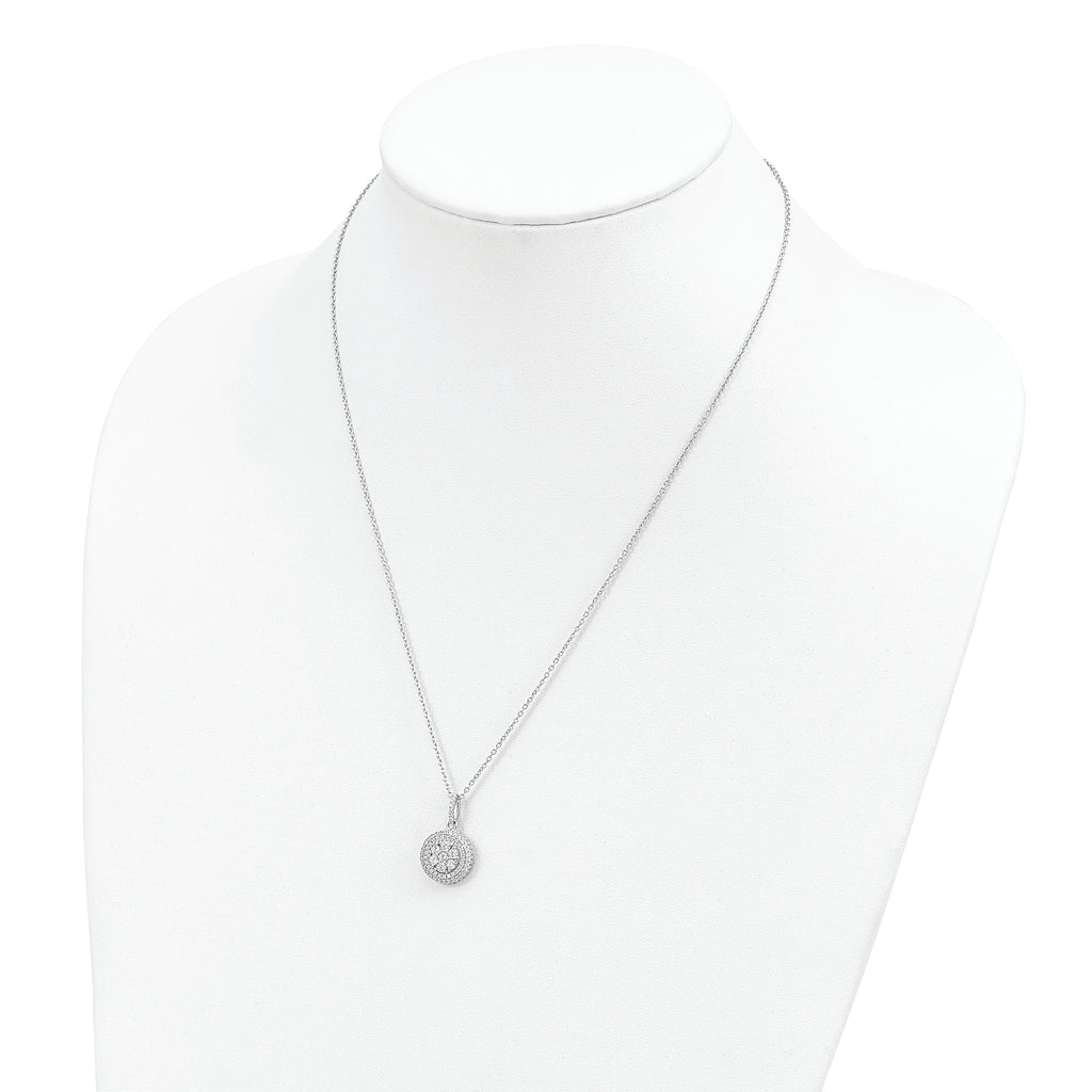 Sophia Jewelers Sterling Silver CZ Necklace with Rhodium-Plated Elegance