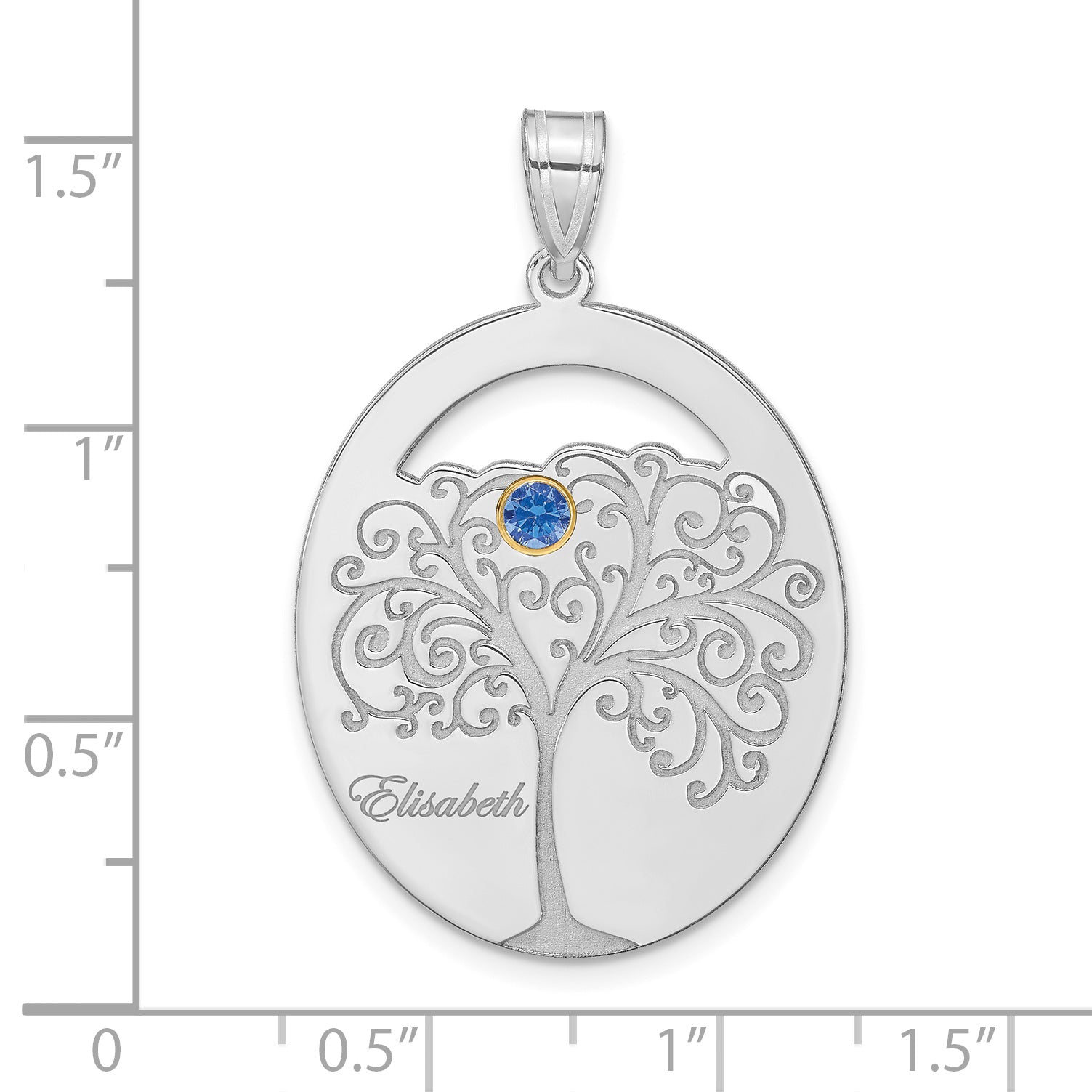 Sterling Silver/Rhod-plated 1 Birthstone with 14k Bezel Family Pendant Secondary image