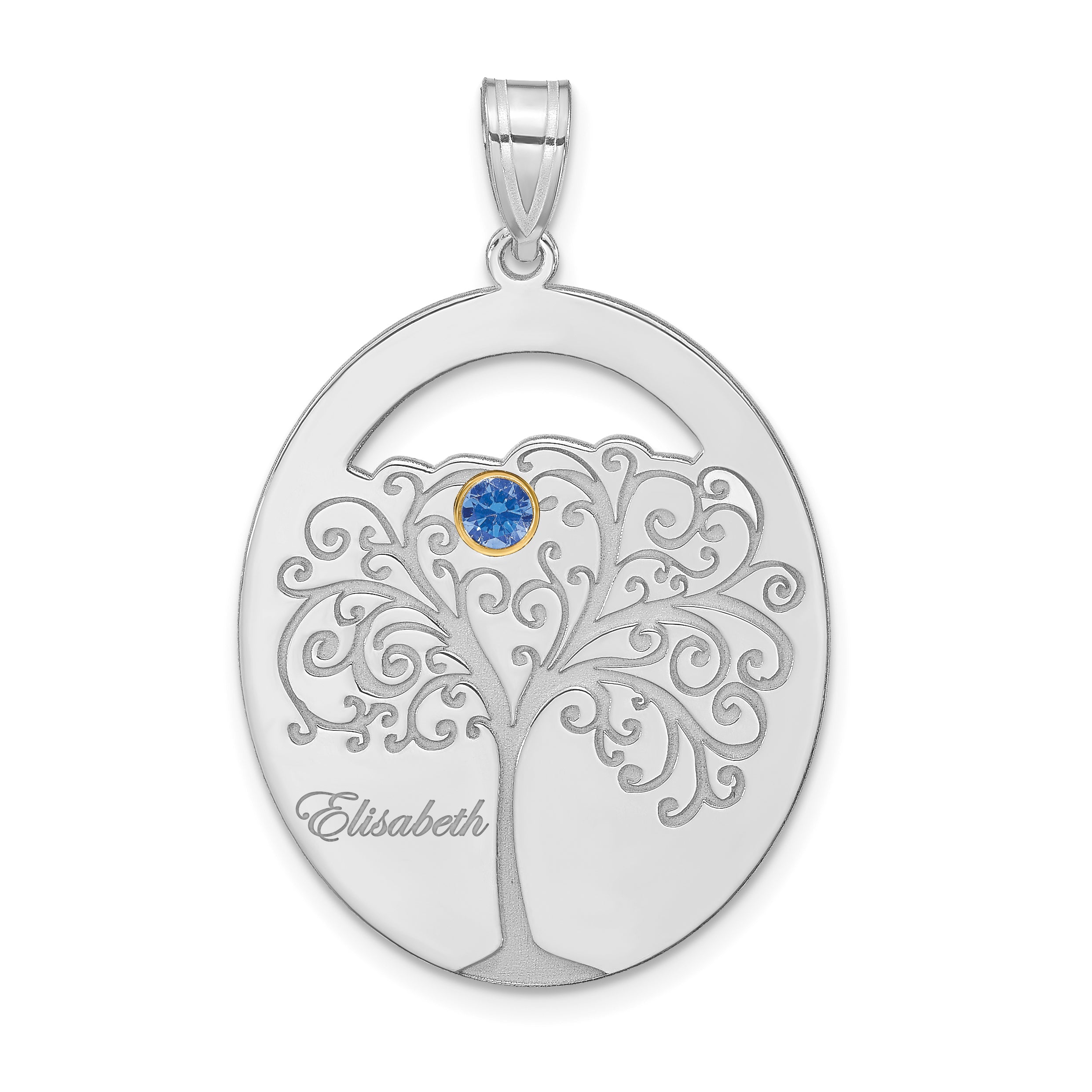 Sterling Silver/Rhod-plated 1 Birthstone with 14k Bezel Family Pendant Main image