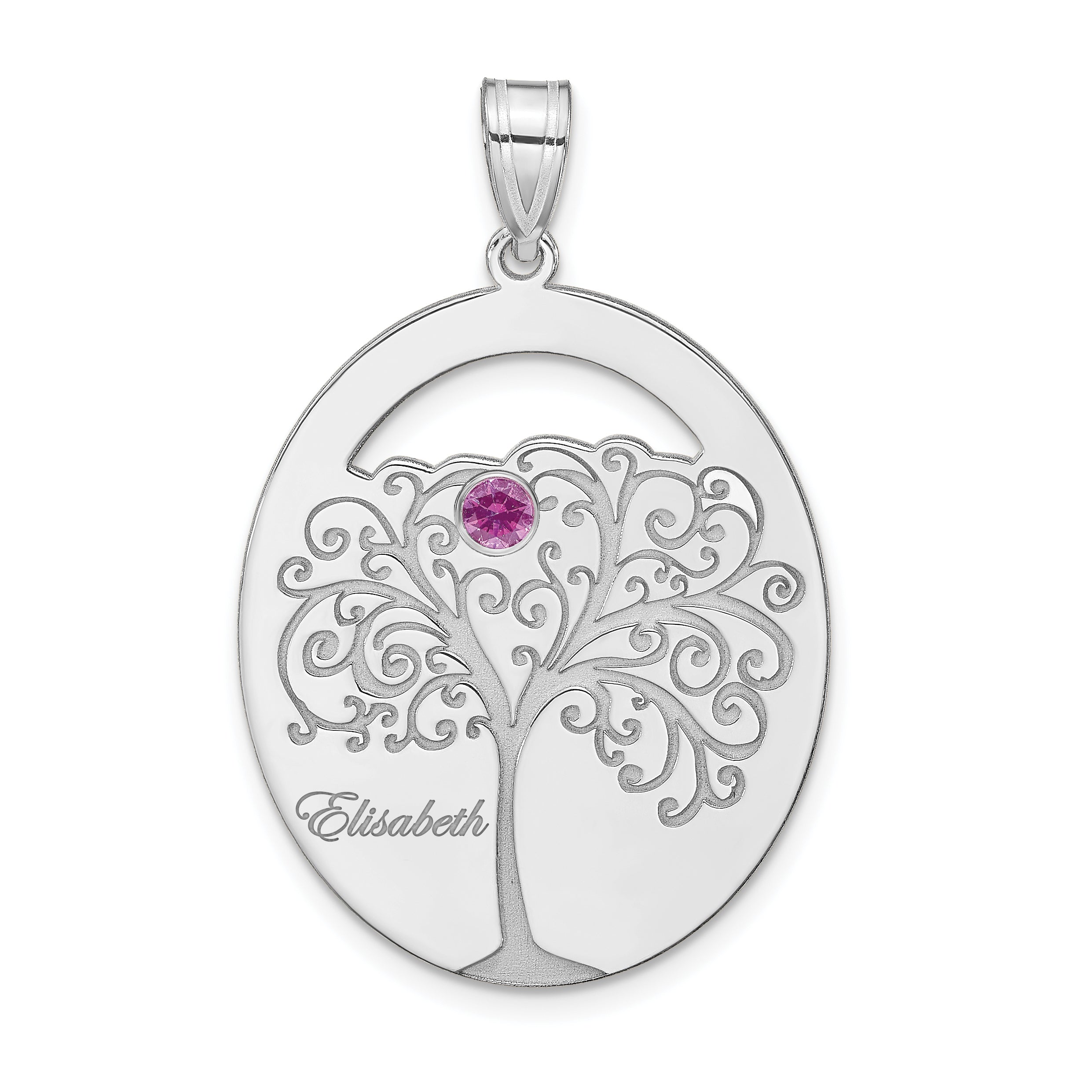 Sterling Silver/Rhod-plated 1 Birthstone with SS Bezel Family Pendant Main image