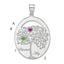 Sterling Silver/Rhod-plated 2 Birthstone with SS Bezel Family Pendant