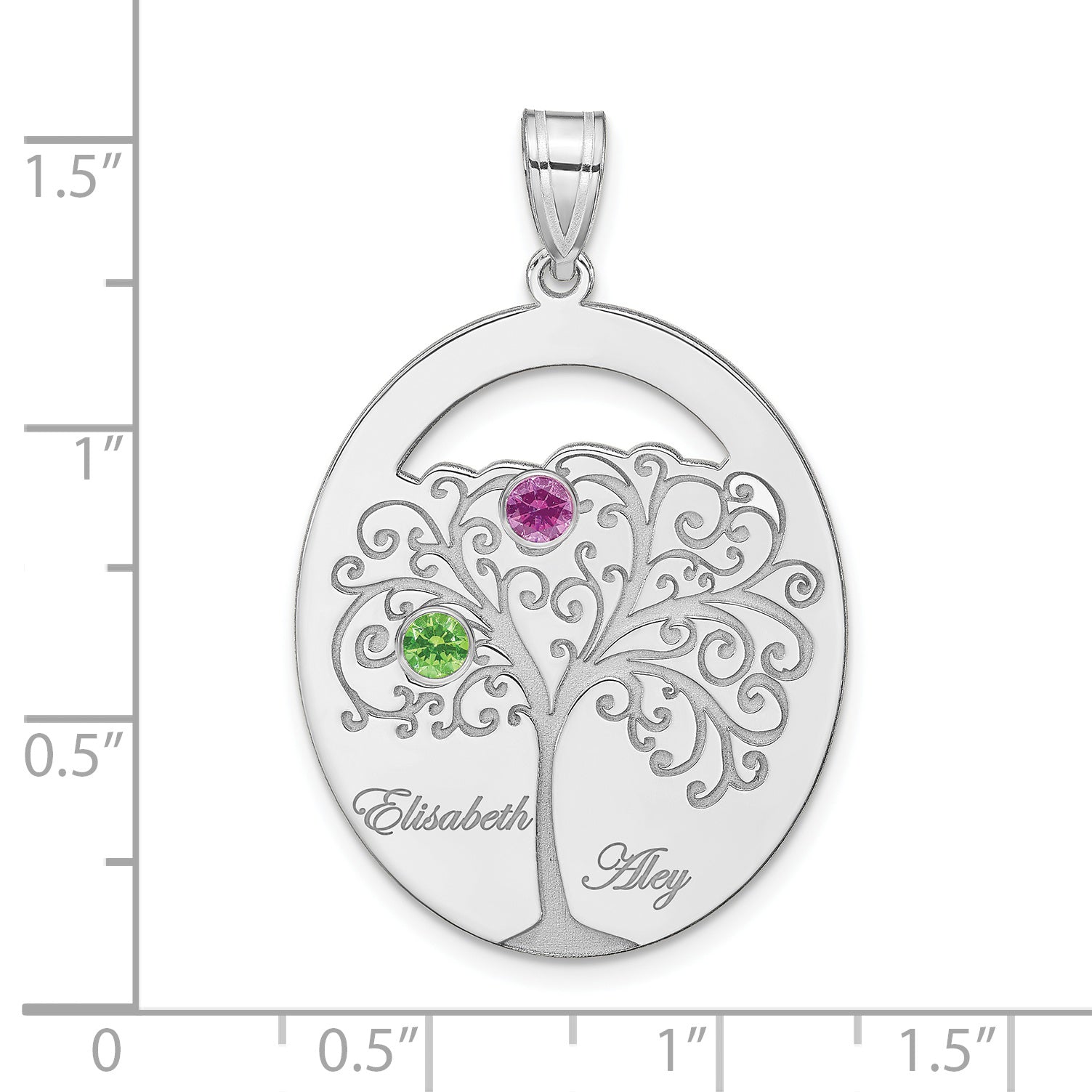Sterling Silver/Rhod-plated 2 Birthstone with SS Bezel Family Pendant Secondary image