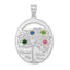 Sterling Silver/Rhod-plated 4 Birthstone with 14k Bezel Family Pendant