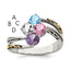 Sterling Silver Antiqued With14k 4-stone Mother's Ring