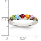 Sterling Silver Antiqued With14k 5-stone WithDiamond Mother's Ring