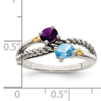 Sterling Silver Antiqued With14k 2-stone Mother's Ring