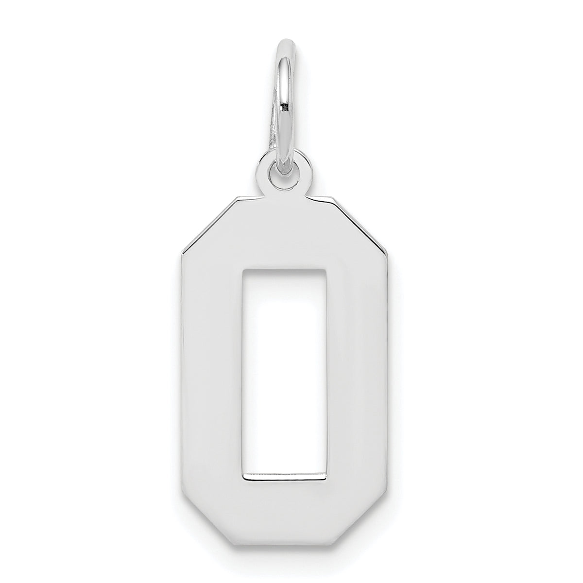 Sterling Silver/Rhodium-plated Polished Number 0 Charm