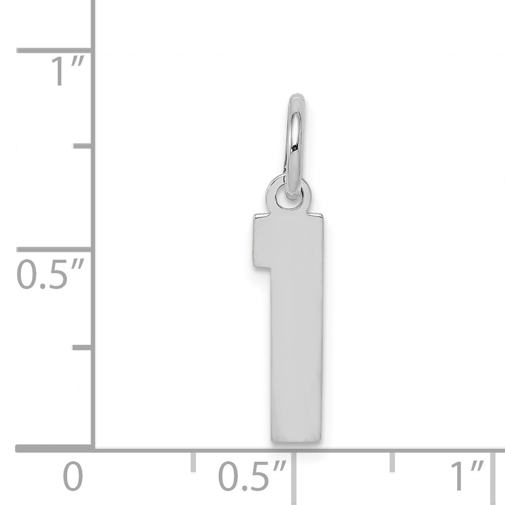 Sterling Silver/Rhodium-plated Polished Number 1 Charm