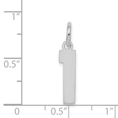 Sterling Silver/Rhodium-plated Polished Number 1 Charm