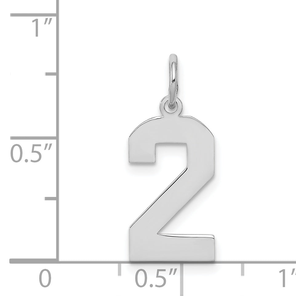 Sterling Silver/Rhodium-plated Polished Number 2 Charm