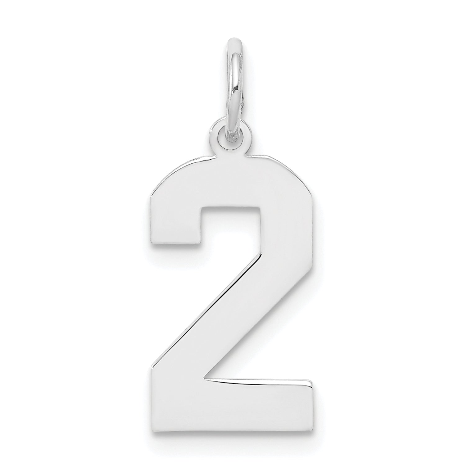 Sterling Silver/Rhodium-plated Polished Number 2 Charm Main image