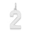 Sterling Silver/Rhodium-plated Polished Number 2 Charm