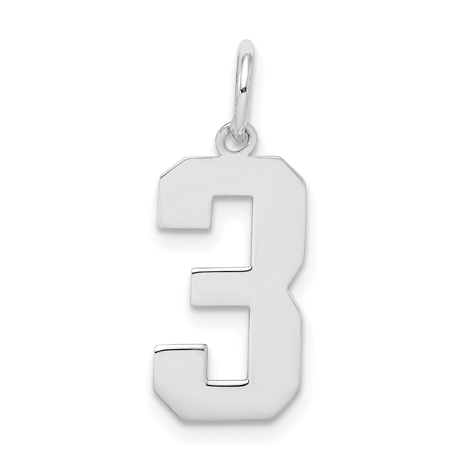 Sterling Silver/Rhodium-plated Polished Number 3 Charm Main image
