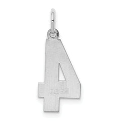 Sterling Silver/Rhodium-plated Polished Number 4 Charm