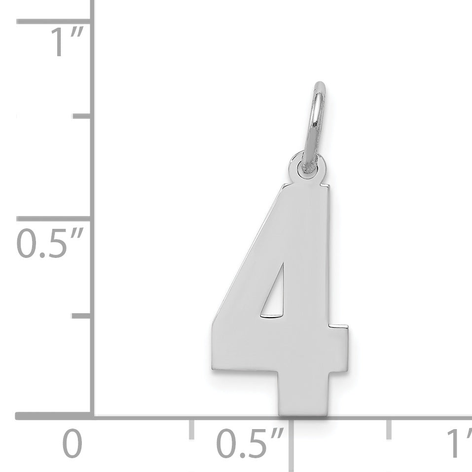 Sterling Silver/Rhodium-plated Polished Number 4 Charm