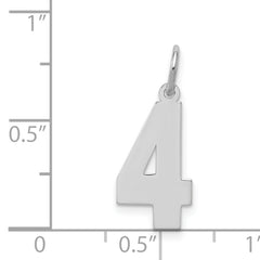 Sterling Silver/Rhodium-plated Polished Number 4 Charm