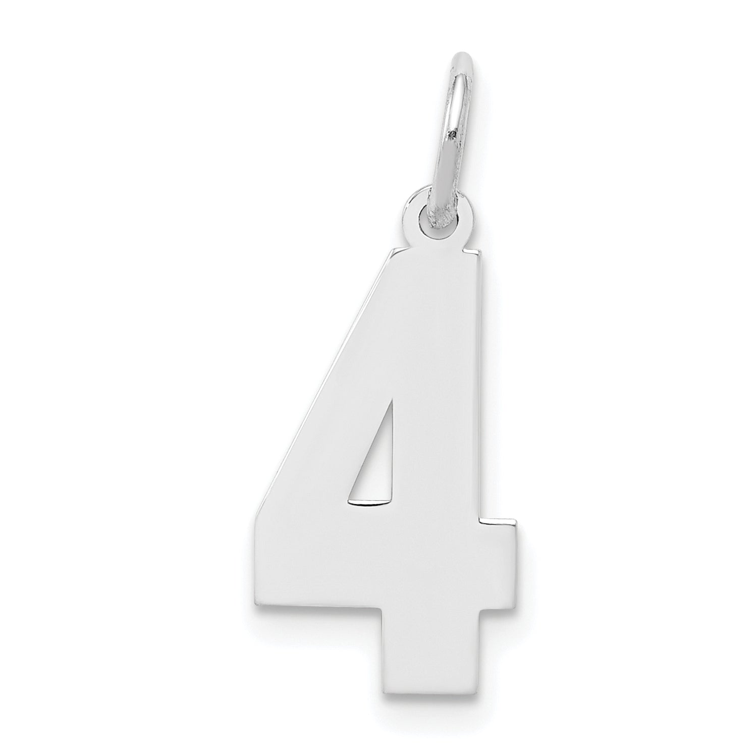 Sterling Silver/Rhodium-plated Polished Number 4 Charm Main image