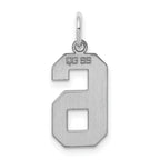 Sterling Silver/Rhodium-plated Polished Number 6 Charm