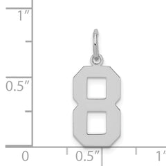 Sterling Silver/Rhodium-plated Polished Number 8 Charm