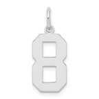 Sterling Silver/Rhodium-plated Polished Number 8 Charm