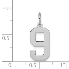 Sterling Silver/Rhodium-plated Polished Number 9 Charm