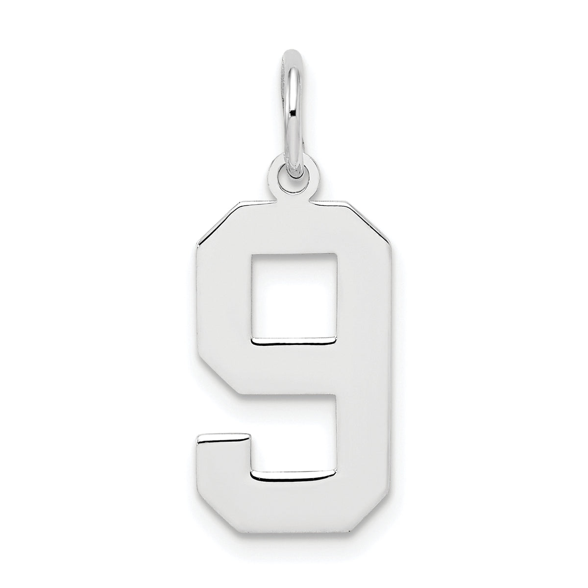 Sterling Silver/Rhodium-plated Polished Number 9 Charm