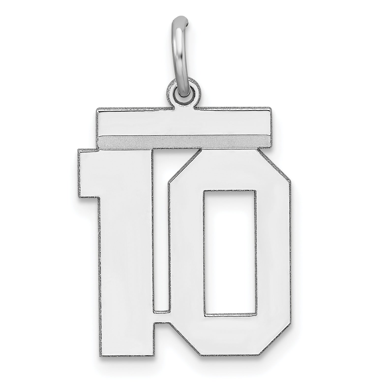 Sterling/Silver Rhodium-plated Polished Number 10 Charm Main image
