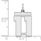 Sterling Silver Rhodium-plated Medium Polished Number 11 Charm