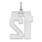 Sterling Silver Rhodium-plated Medium Polished Number 12 Charm