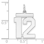 Sterling Silver Rhodium-plated Medium Polished Number 12 Charm