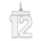 Sterling/Silver Rhodium-plated Polished Number 12 Charm