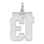 Sterling Silver Rhodium-plated Medium Polished Number 13 Charm