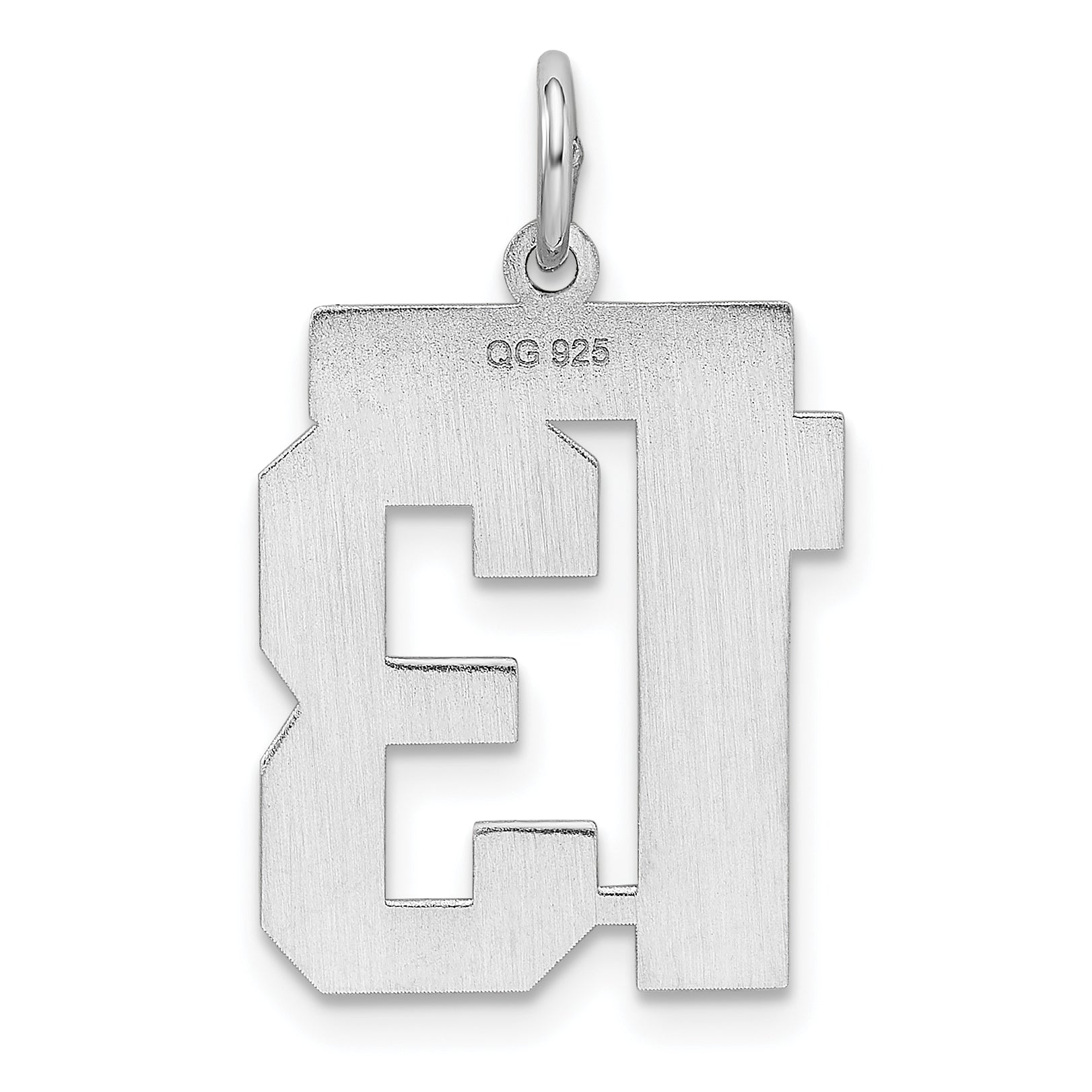 Sterling Silver Rhodium-plated Medium Polished Number 13 Charm