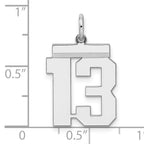 Sterling Silver Rhodium-plated Medium Polished Number 13 Charm