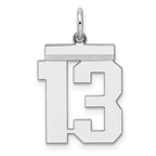 Sterling/Silver Rhodium-plated Polished Number 13 Charm